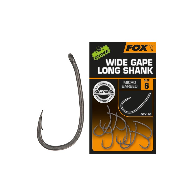Fox Edges Wide Gape Long Shank