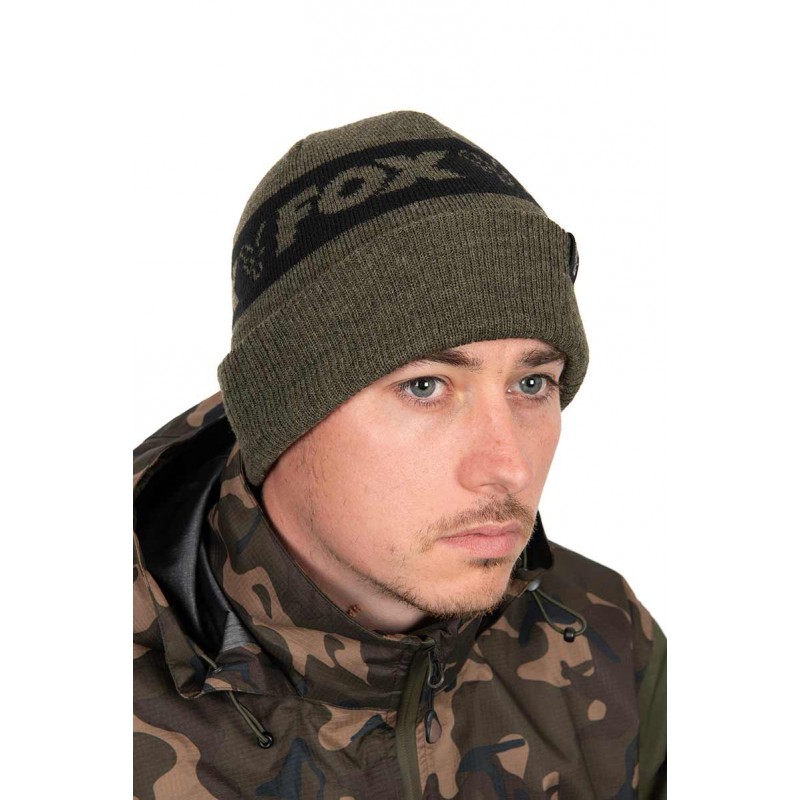 Fox Collection Čiapka Beanie Hat Green Black