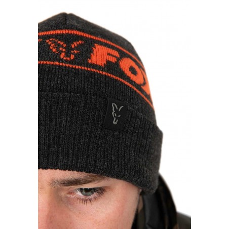 Fox Collection Čiapka Beanie Hat Black Orange
